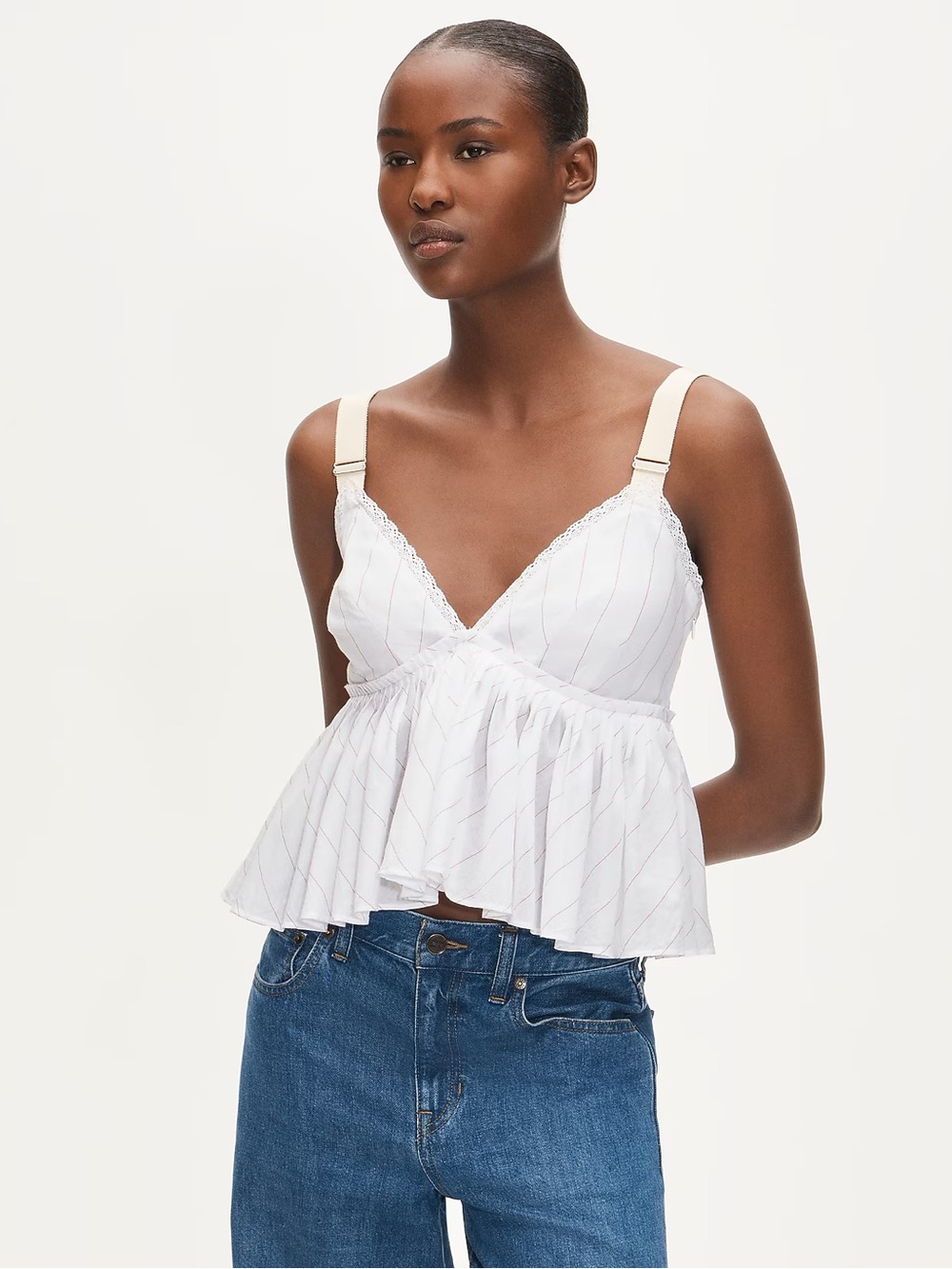 J. Crew Empire waist top in striped cotton voile NWT
